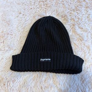 Supreme Black Rib Knit Cuffed Beanie